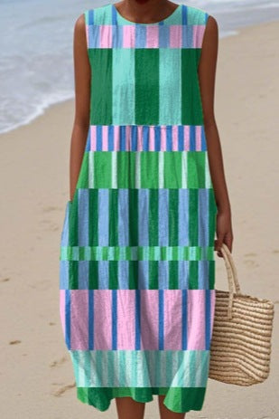 Sleeveless printed temperament long dress dress m301527