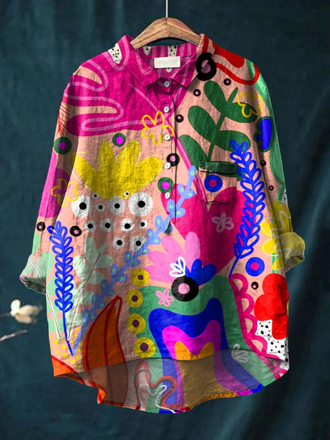 Loose printing crew neck casual large size women's T-shirt m301283