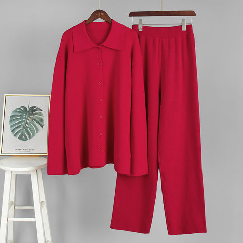 Autumn and winter new temperament loose commuting pit strip sweater set m301796