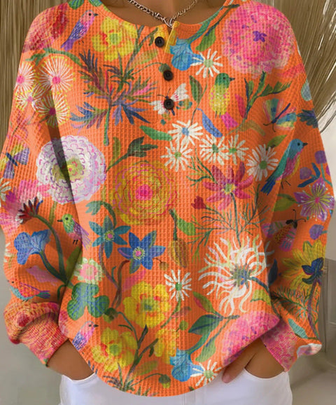 New retro 3D digital printing three-button stand-up collar Polo sweater m302116