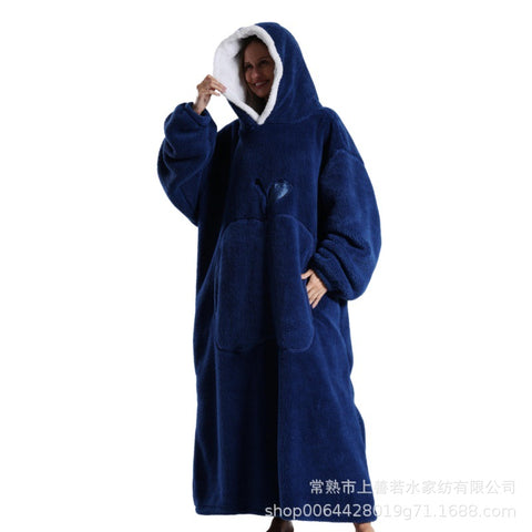 Hooded lazy couple loungewear new comfortable cotton lint lazy blanket can wear blanket m302151