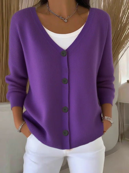 Imitation sweater women's European and American style new loose v-neck long-sleeved cardigan m301888