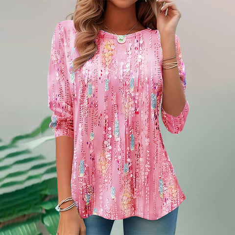 New floral ruffle hem bottoming shirt long-sleeved T-shirt m301618
