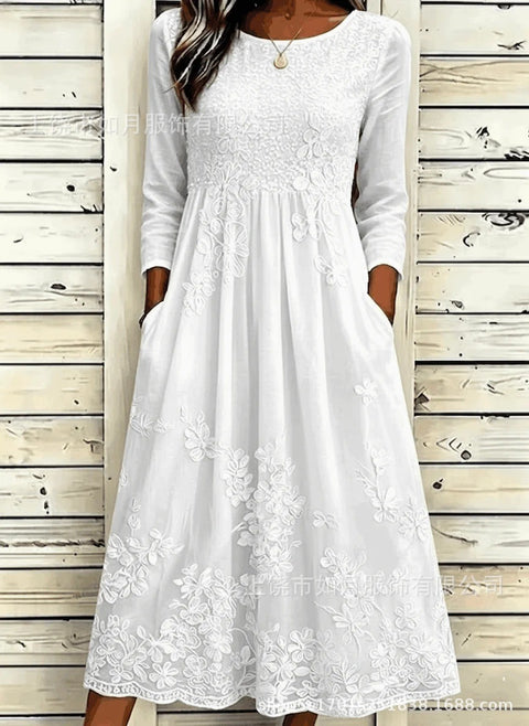 New digital short-sleeved printed women's 7-point sleeve casual dress m303012