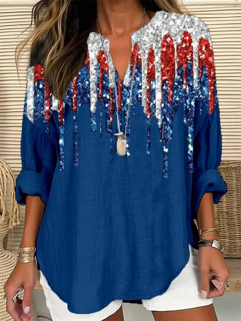 Loose printing round neck casual large size pullover women's clothing T m301359