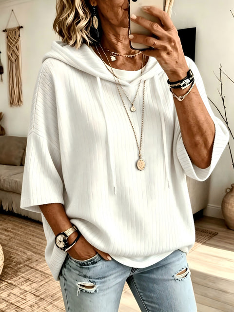Knitted new hooded drawstring sweater polished pit strip with loose m302996