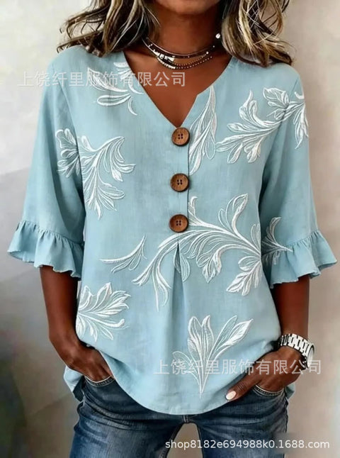 3D digital printing floral pattern women's long-sleeved buckle cardigan top m302703