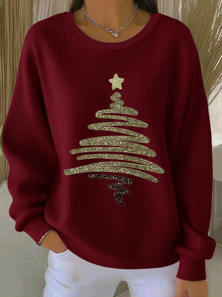 Loose outer wear lazy wind snowflake Christmas tree mix and match casual commuter sweater m302121