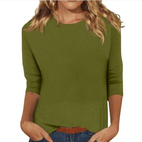 Crew neck print solid color T-shirt m300770