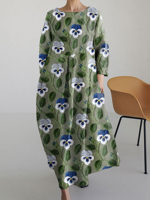 Loose Crew Neck Fashion Premium Long Sleeve Printed Dress m301044