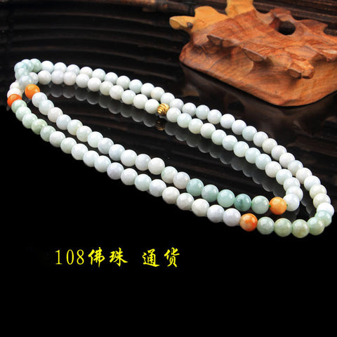 Jade A necklace, natural jadeite women's round bead jade necklace 108 beads extended m3331274