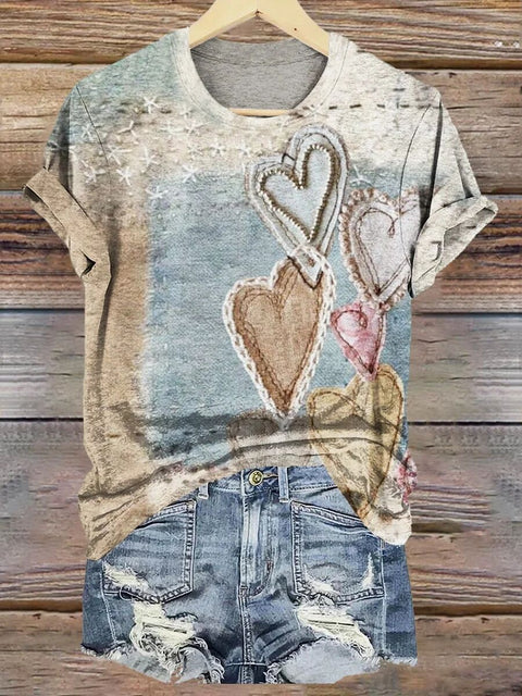 Oil painting Valentine's Day element shading 3D digital printing loose casual women's clothing m301221