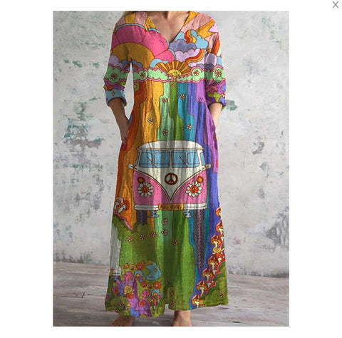 3D printing Amazon European and American summer casual loose long-sleeved dress m301729