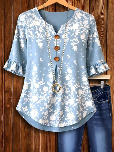 Digital printing sweet and cute T-shirt lace sleeve m302842
