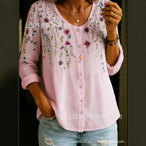 3D digital printing floral pattern women's long-sleeved buckle cardigan top m302703