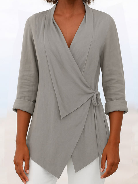 Spring and summer lapel solid color loose shirt m302699