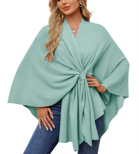 Ladies Elegant One Piece Solid Color Soft Shawl Jacket Cloak Top m301329