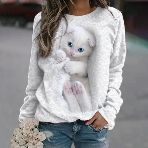 Spring and summer animal loose print long-sleeved crew neck sweater m300744