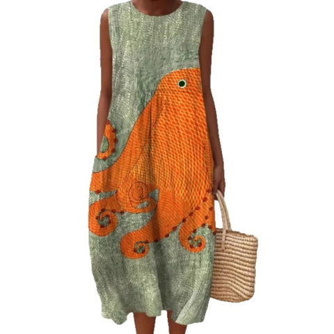 Sleeveless printed temperament long dress dress m301527