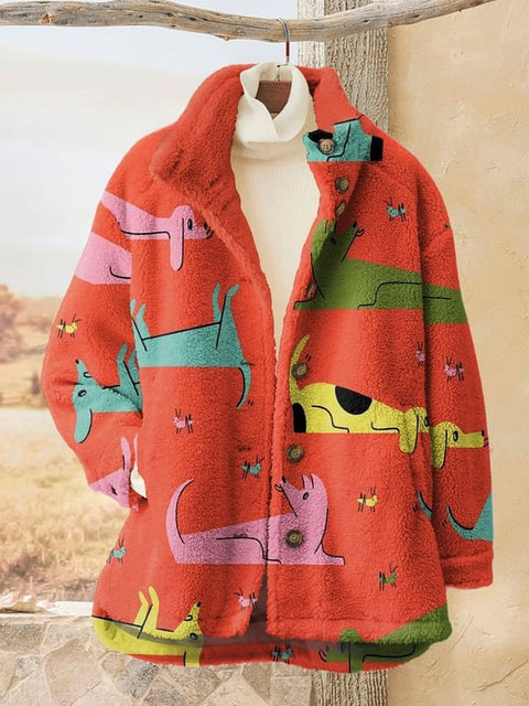 Loose 3D digital print women fleece jacket top autumn and winter m302122