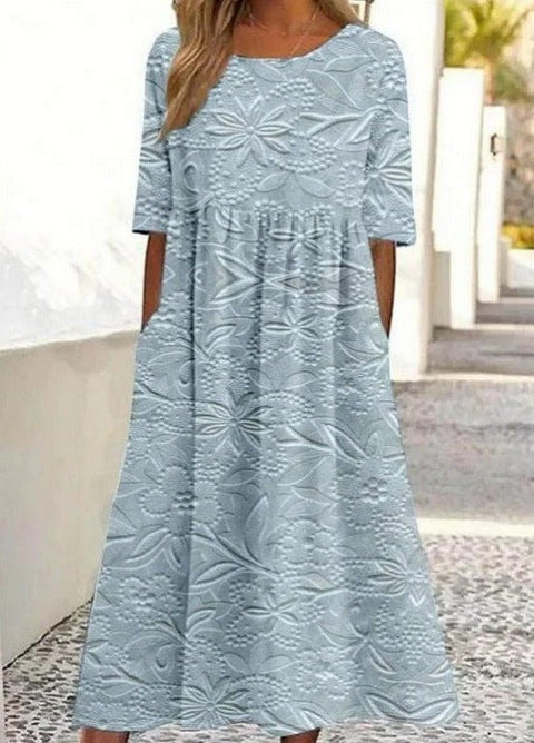 Up and down splicing pocket size printing large wide dress m302623