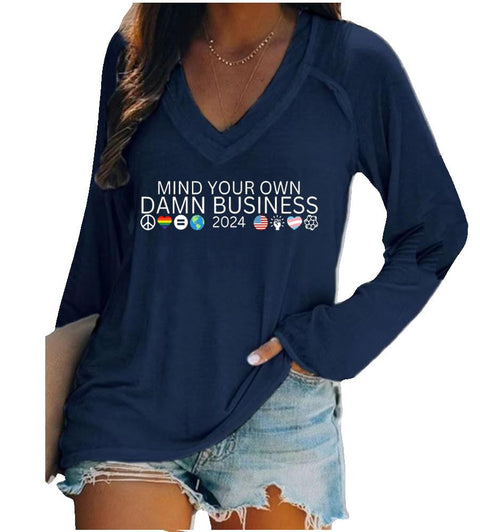 Women's V-neck long sleeve horror red graffiti 3D digital printing m301556