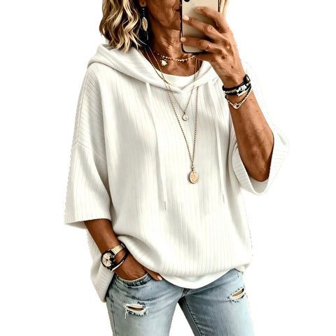 Knitted new hooded drawstring sweater polished pit strip with loose m302996