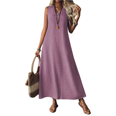 Sleeveless V-neck back zipper one-piece elegant long dress m302805