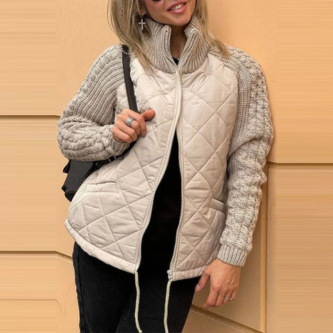 Autumn and winter new European and American cross-border fashion cardigan zipper long-sleeved stand-up collar women's jacket cotton clothes m301670