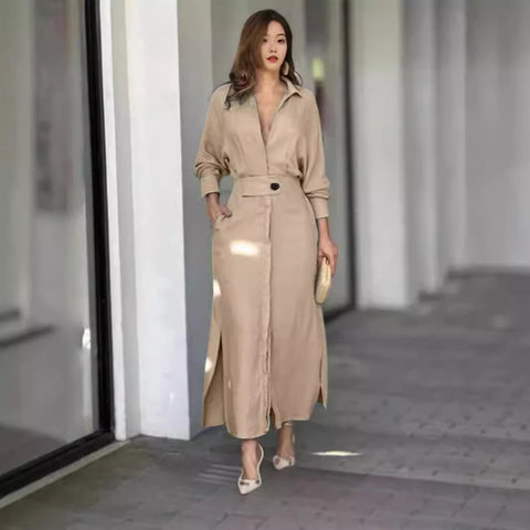 New temperament women's commuting lace-up solid color waist long-sleeved irregular shirt m302051