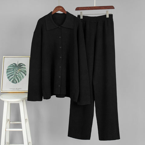 Autumn and winter new temperament loose commuting pit strip sweater set m301796