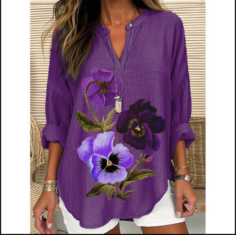 Loose printing round neck casual large size pullover women's clothing T m301359