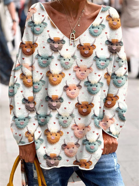 Large size split love dog 3D printing urban casual women's long T-shirt m301662