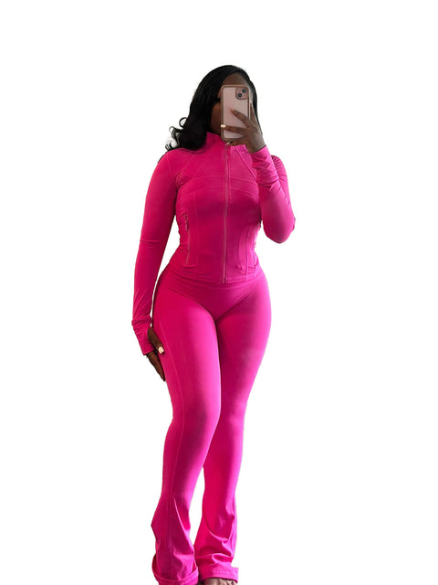 sports and leisure women's clothing, sexy tight-fitting long-sleeved micro-speaker two-piece set m301817