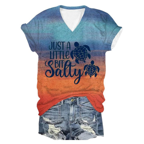 3D digital printing letter series women's V-neck short-sleeved T-shirt m301557