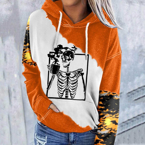Casual Graphic Tops Long Sleeve Halloween Face Printed Hoodies M800009