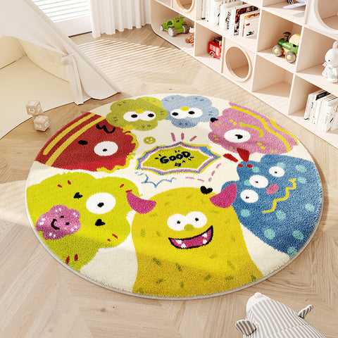 Cartoon Monster Imitation Cashmere Carpet Round Bedside Carpet Hanging Basket Rotating Chair Floor Mat M3331026