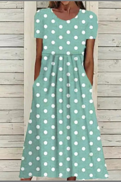 Up and down splicing pocket size printing large wide dress m302623