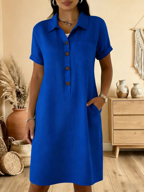 Summer new comfortable casual pocket cotton women's dress m302972