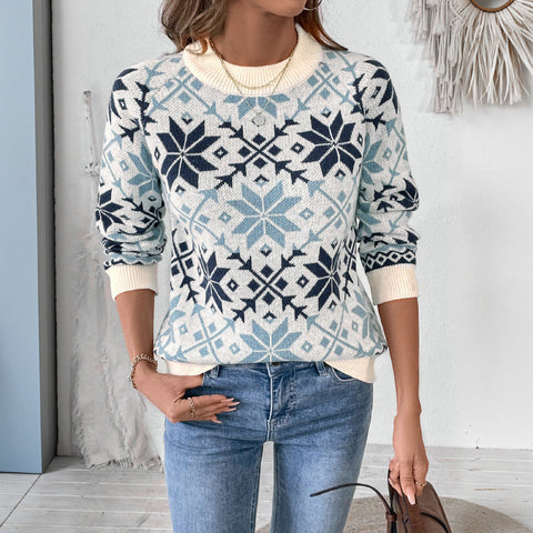 Casual women's pullover jacquard sweater m300787