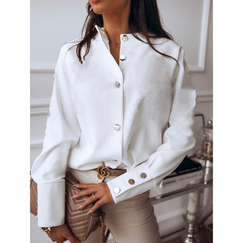 Long sleeve metal buckle shirt m303030