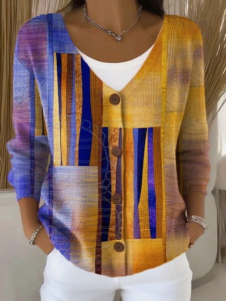 Imitation sweater women's European and American style new loose v-neck long-sleeved cardigan m301888