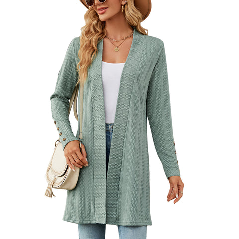 New solid color button-down long-sleeved loose cardigan jacket m300426