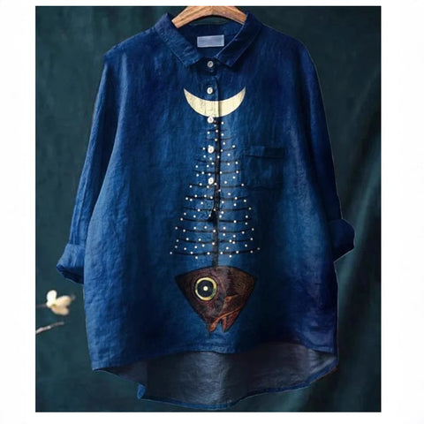 Loose printing crew neck casual large size women's T-shirt m301279