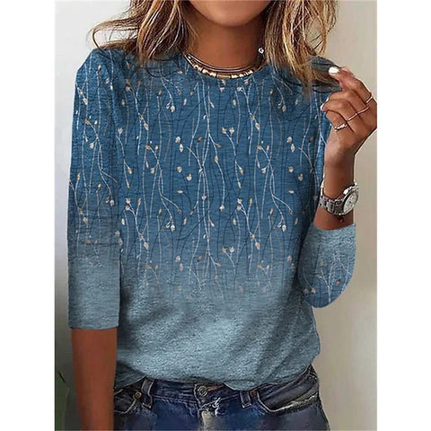 Creative flower 3D digital printing casual trend crew neck T-shirt m302222