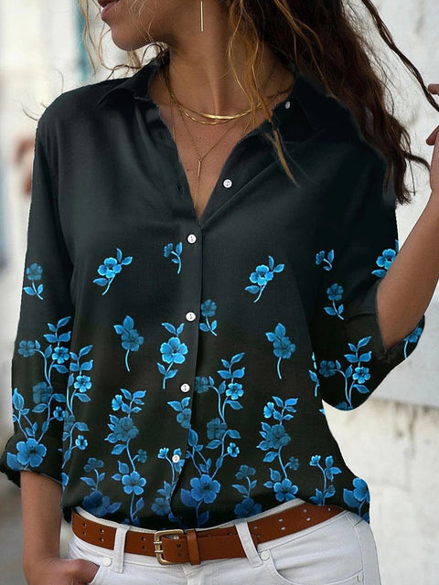 Long Sleeve Shirt 3D Sequin Gradient Print Loose Casual Top m302406