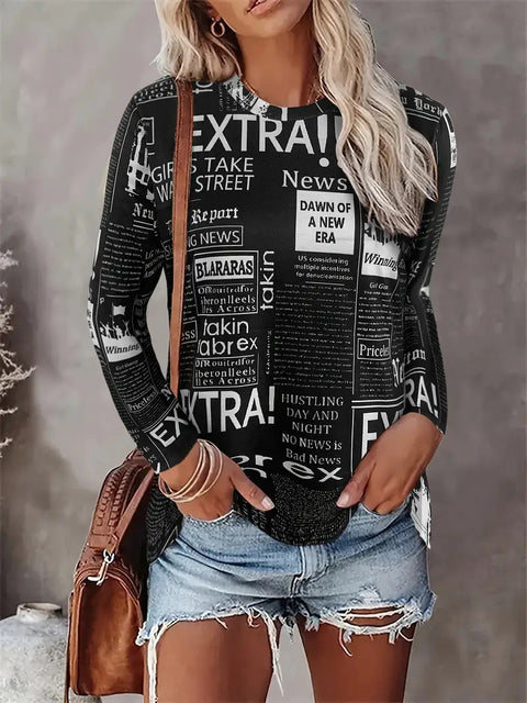 New high-end ethnic casual versatile long-sleeved crew neck T-shirt m301724