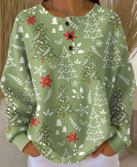 3D digital printing loose casual waffle stand-up collar long sleeve m303065