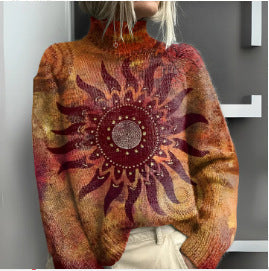 Christmas abstract print casual cape jacket cardigan m301686