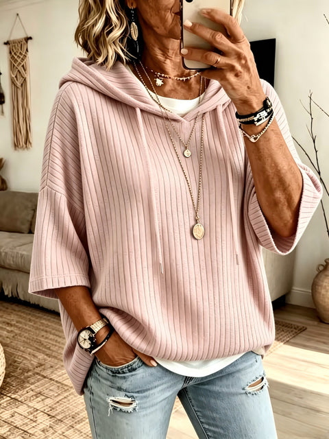 Knitted new hooded drawstring sweater polished pit strip with loose m302996